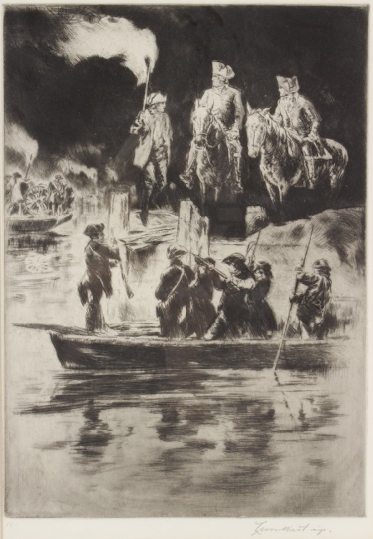 "The Midnight Retreat" Etching by Levon West, 1932 - The Great Republic