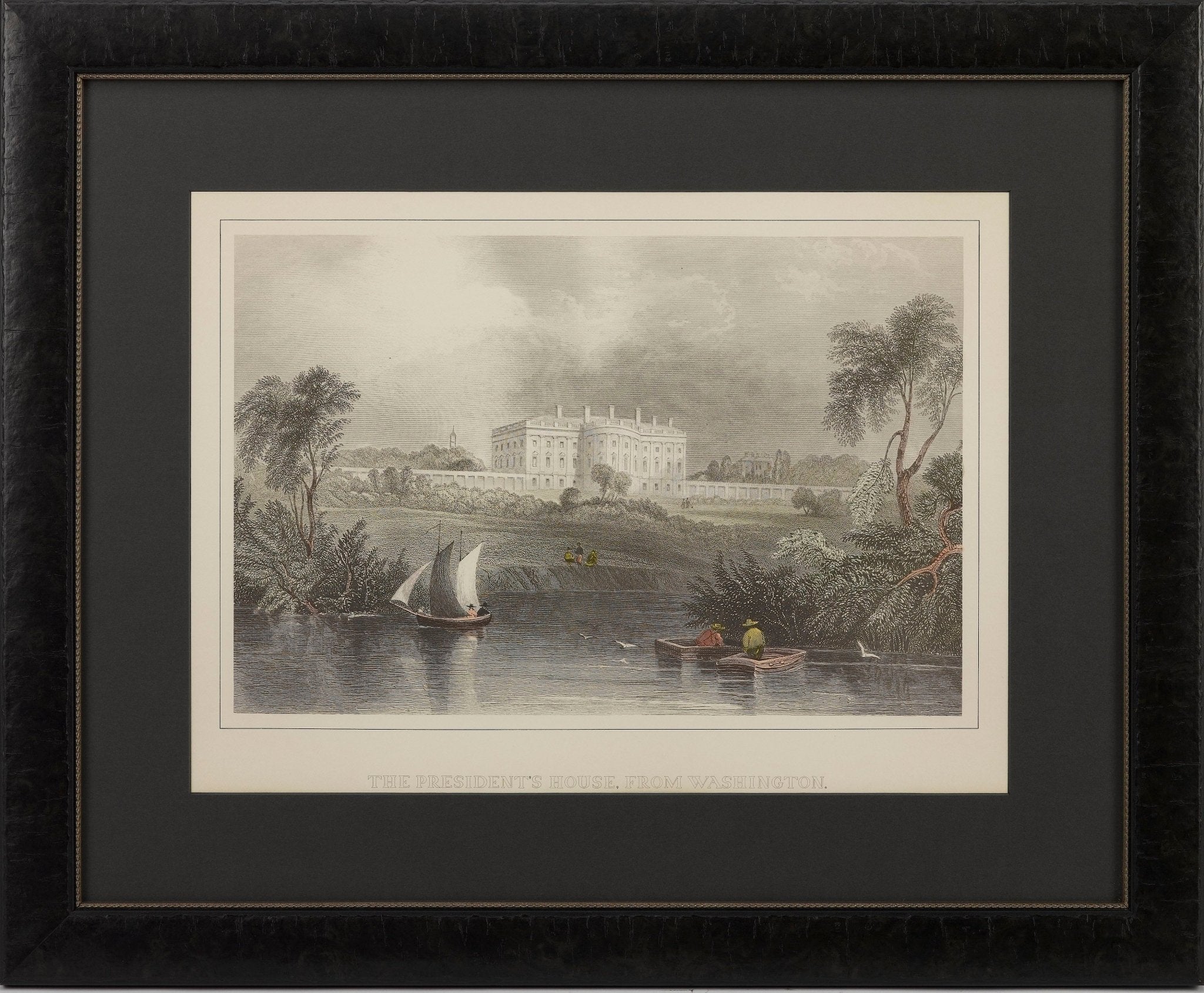 "The President's House, From Washington" Hand Colored Print, after William Henry Bartlett - The Great Republic