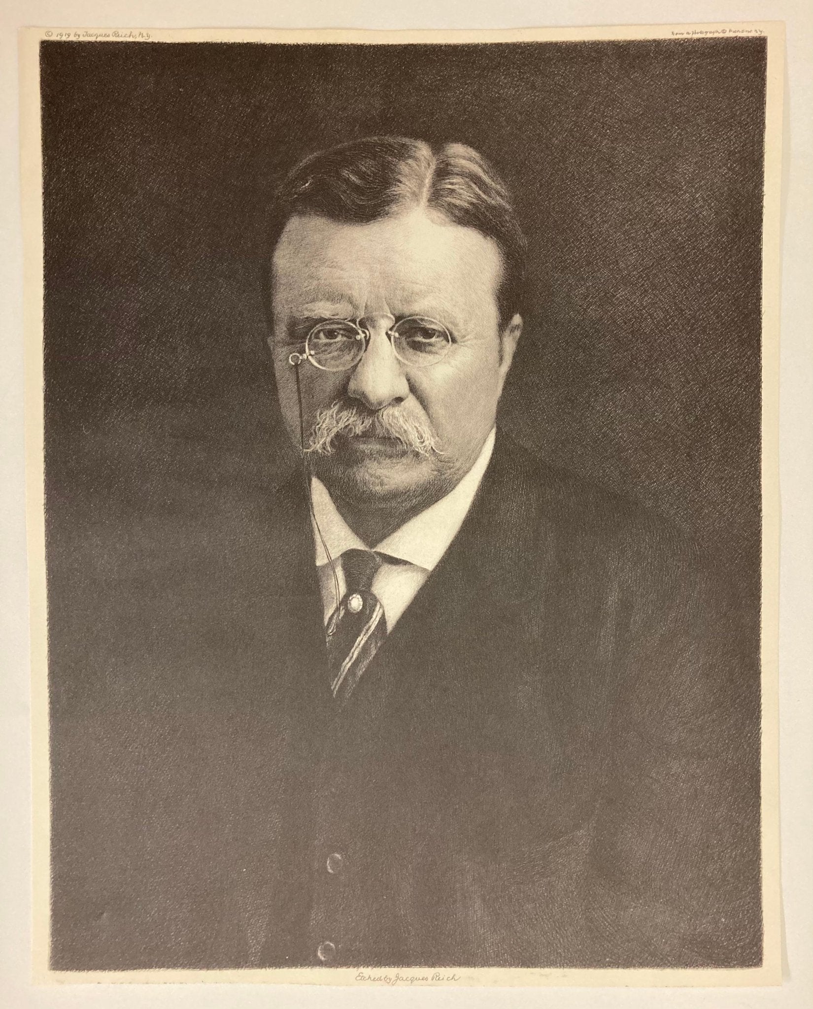 Theodore Roosevelt Etching by Jacques Reich, 1919 - The Great Republic