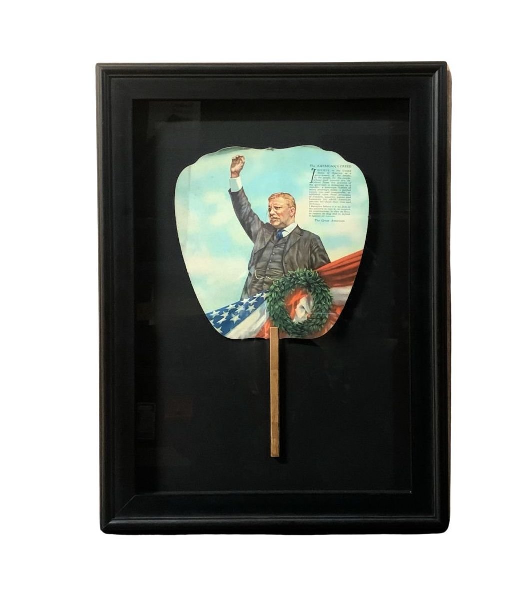 Theodore Roosevelt "The American's Creed" Printed Paddle Fan, Early 20th Century - The Great Republic