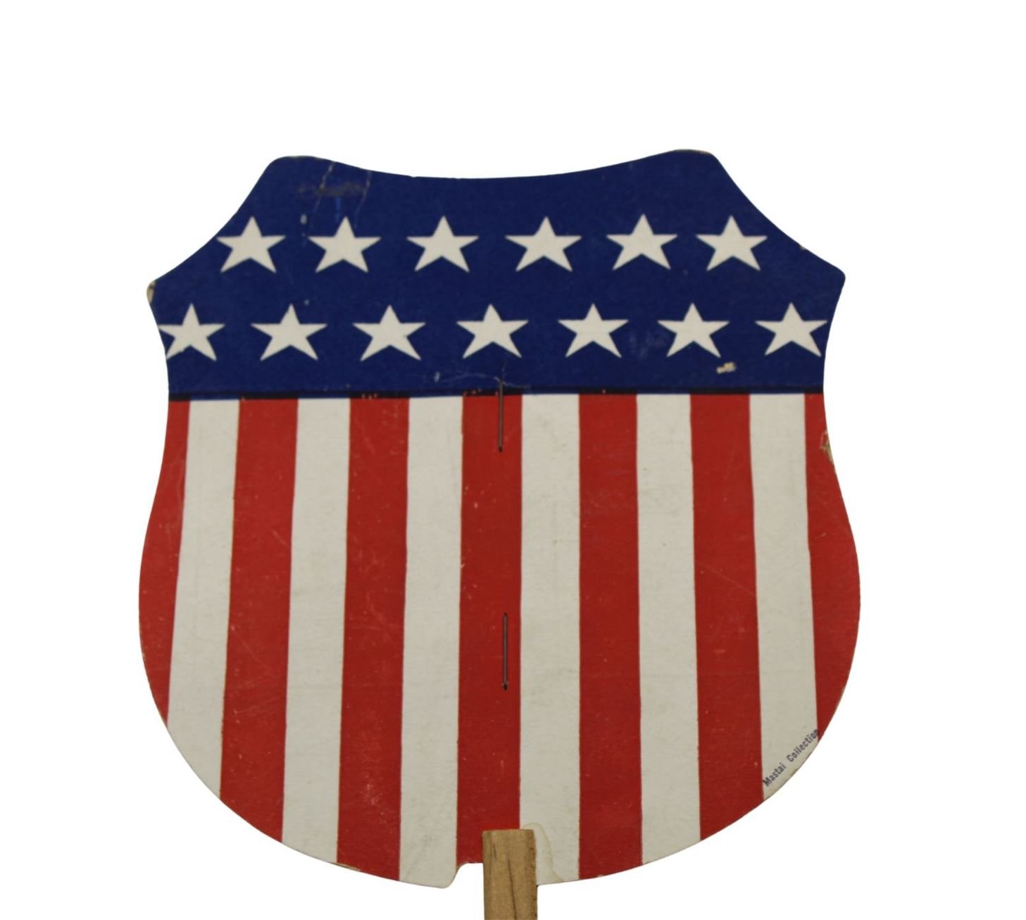 U.S. Shield Patriotic Printed Paddle Fan, Circa 1918 - The Great Republic