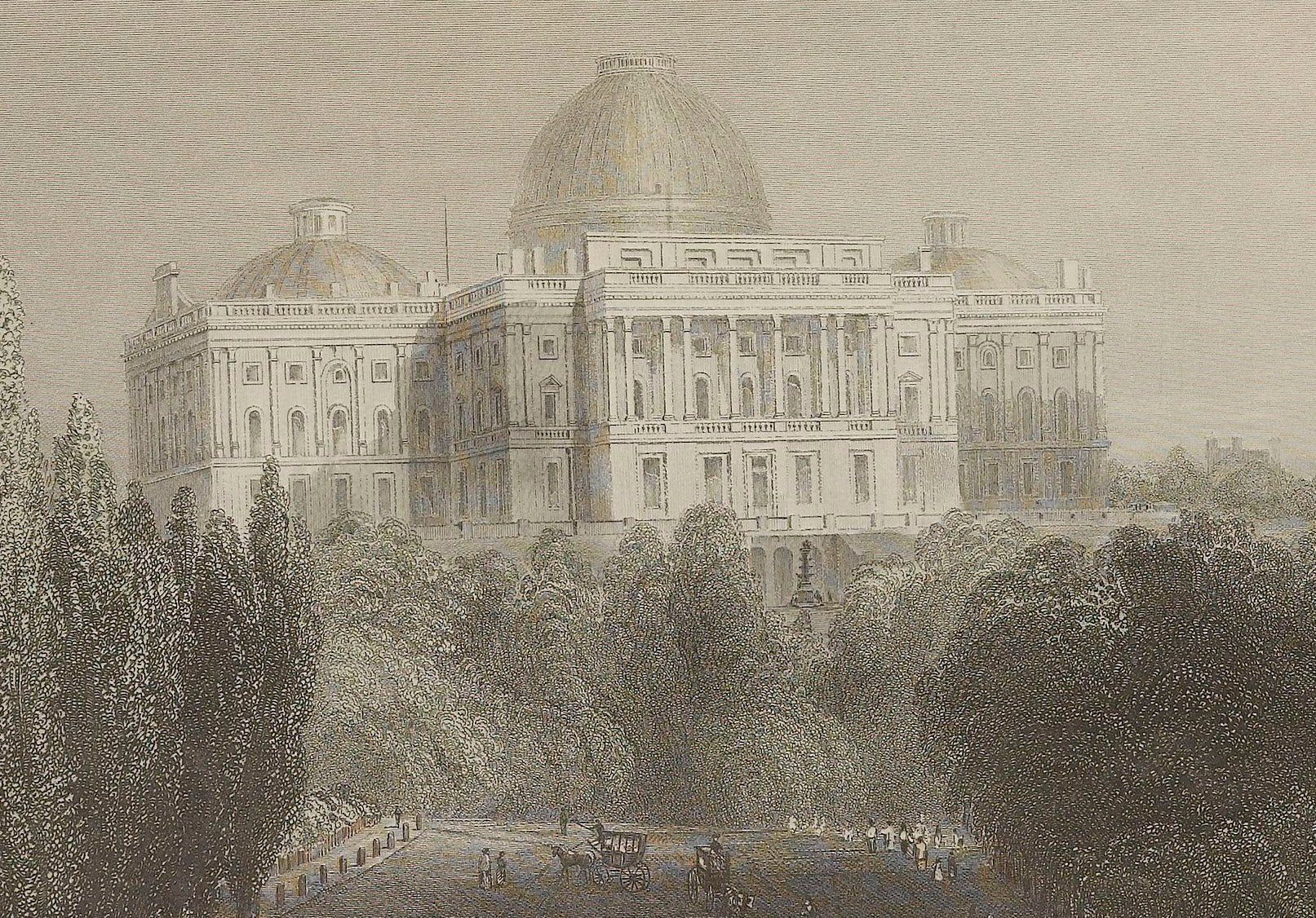 "View of the Capitol at Washington" Hand Colored Print, after William Henry Bartlett - The Great Republic