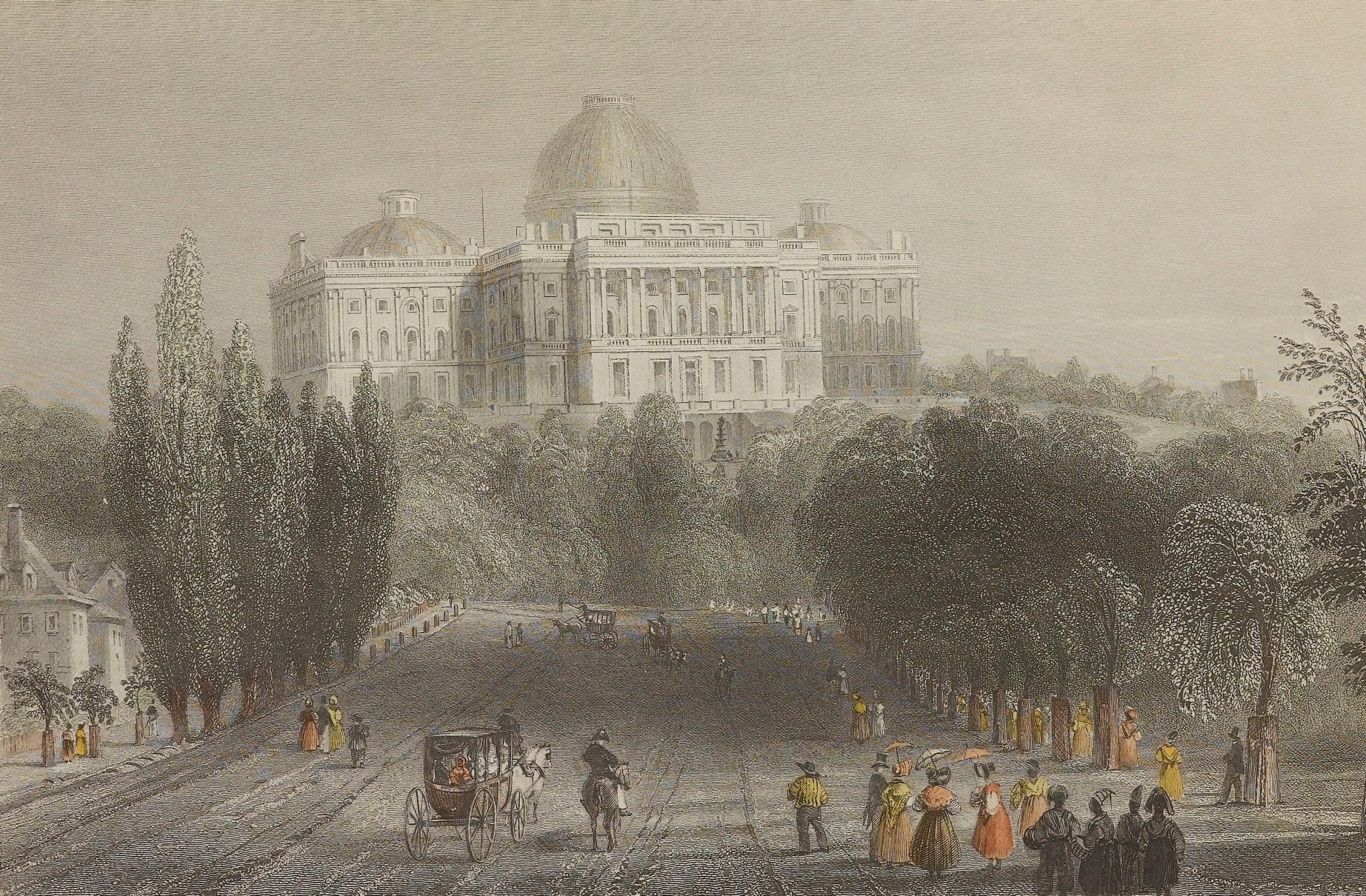 "View of the Capitol at Washington" Hand Colored Print, after William Henry Bartlett - The Great Republic