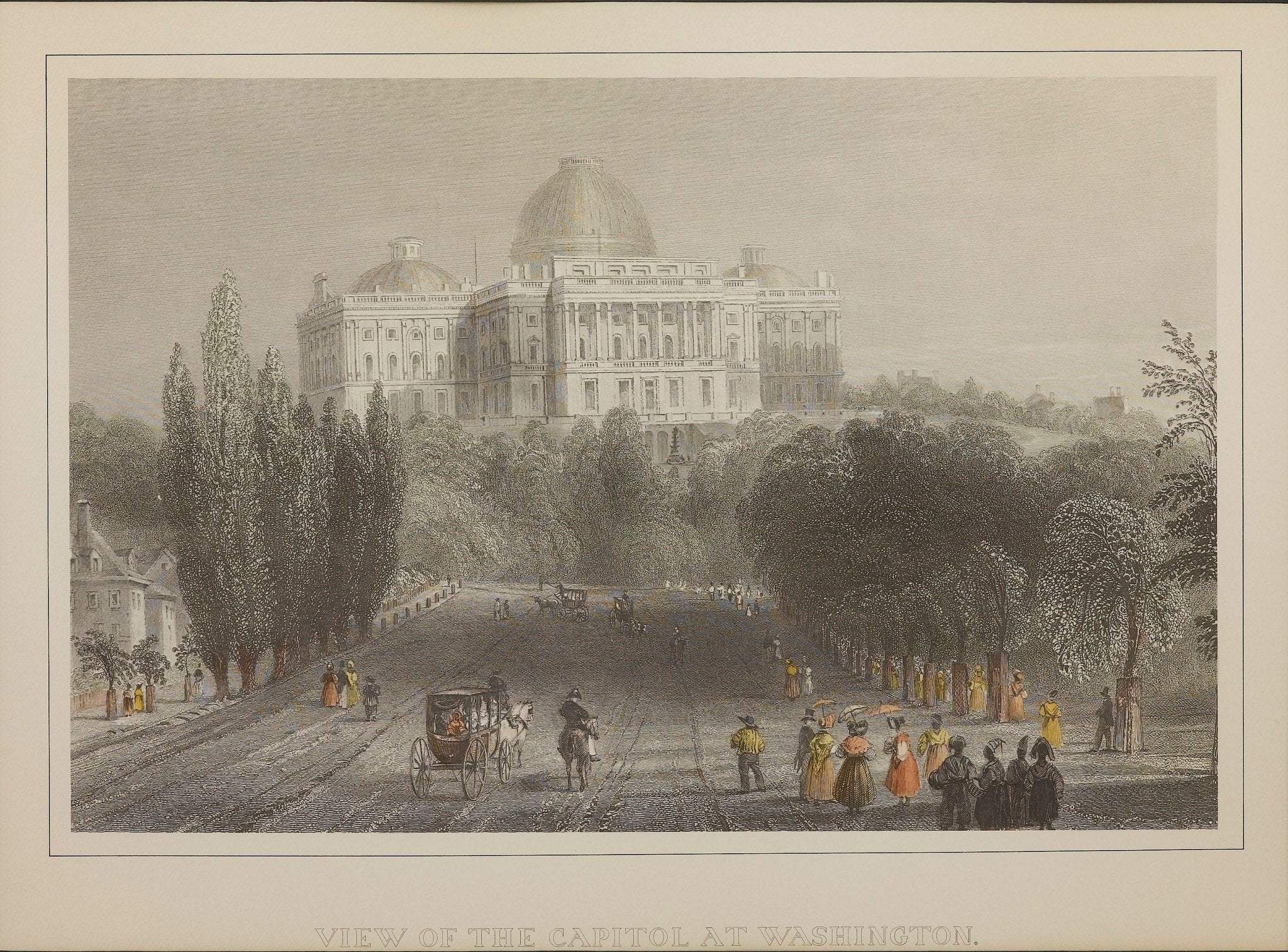 "View of the Capitol at Washington" Hand Colored Print, after William Henry Bartlett - The Great Republic