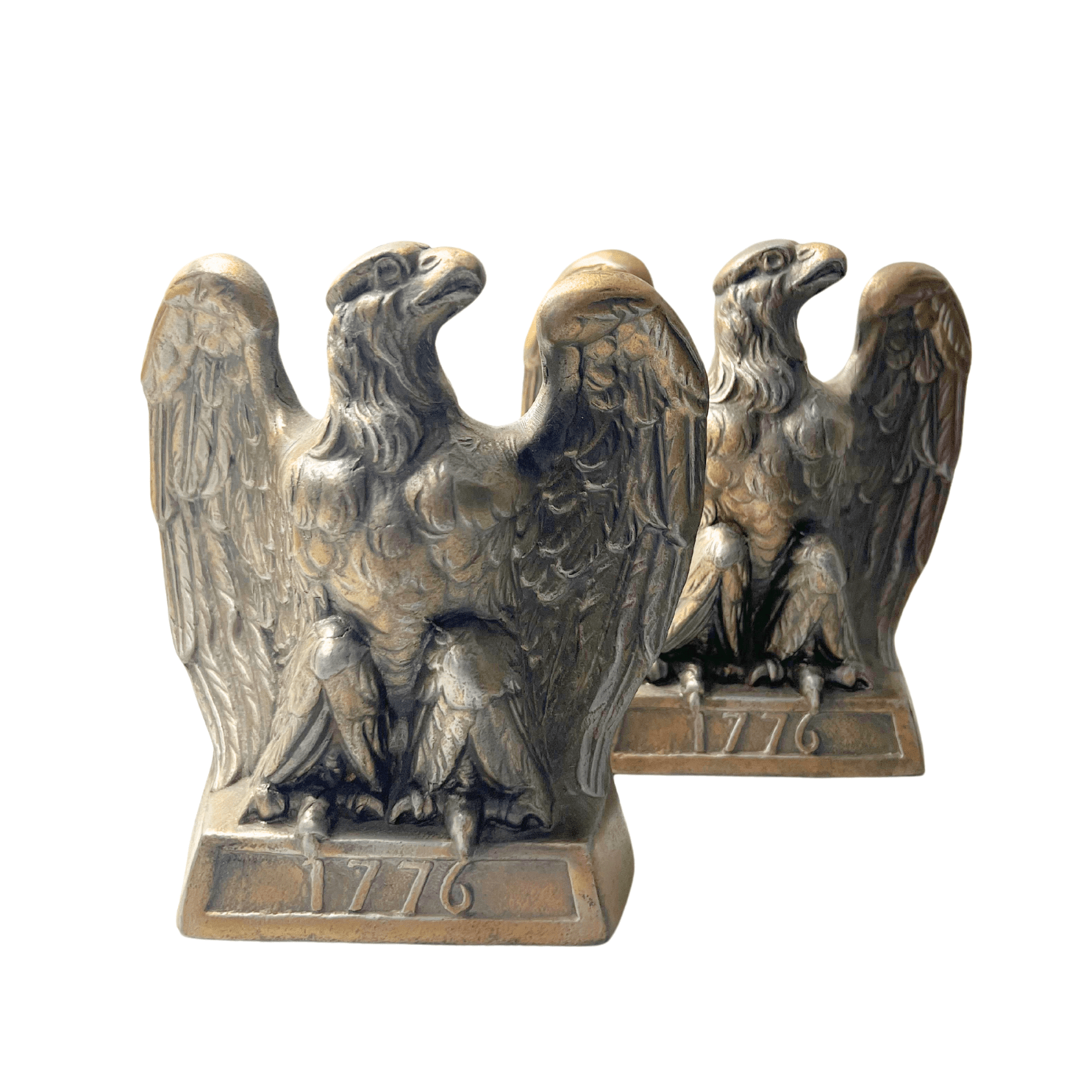 Vintage "1776" Brass American Eagle Bookends by Colonial Virginia - The Great Republic