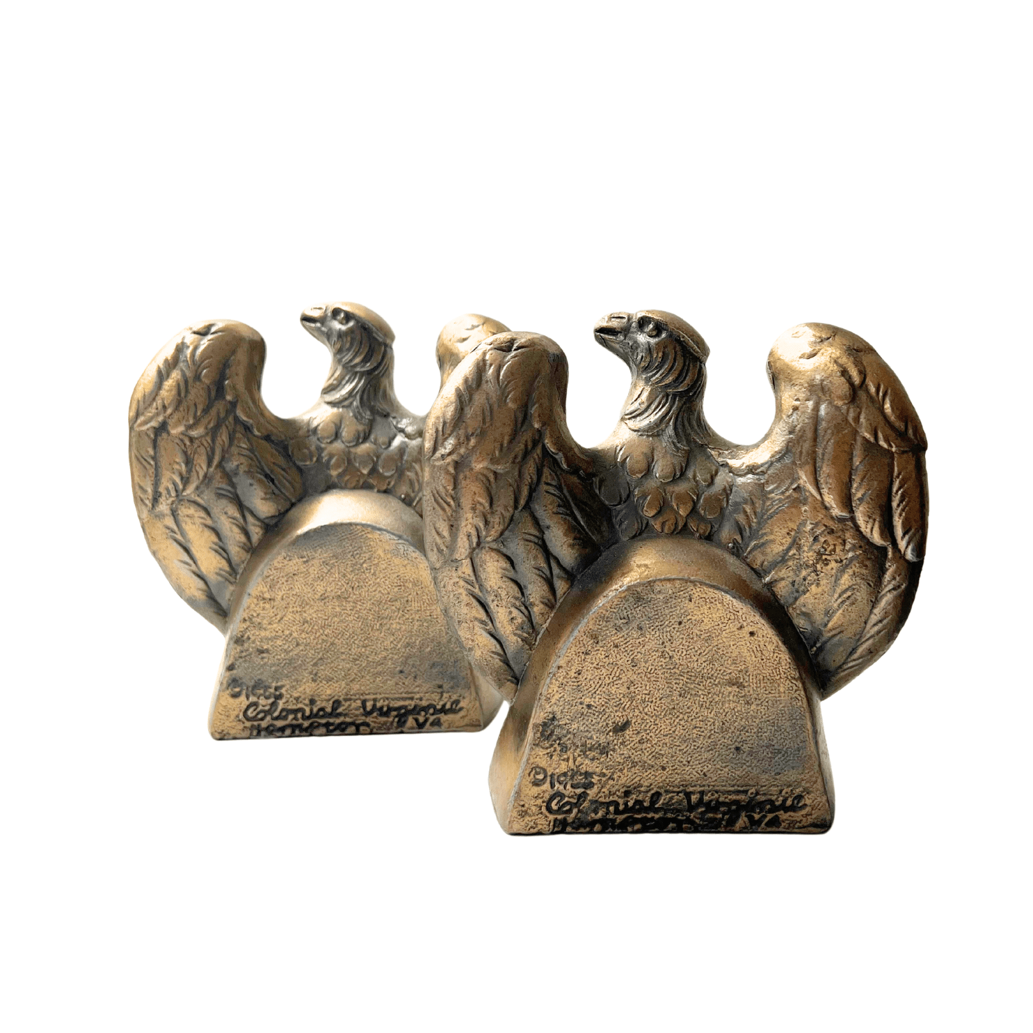 Vintage "1776" Brass American Eagle Bookends by Colonial Virginia - The Great Republic