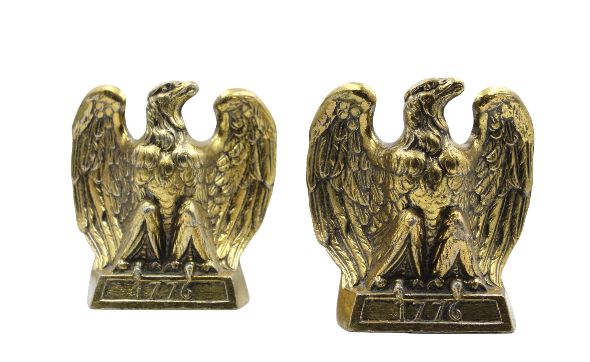 Vintage "1776" Brass American Eagle Bookends by Colonial Virginia - The Great Republic