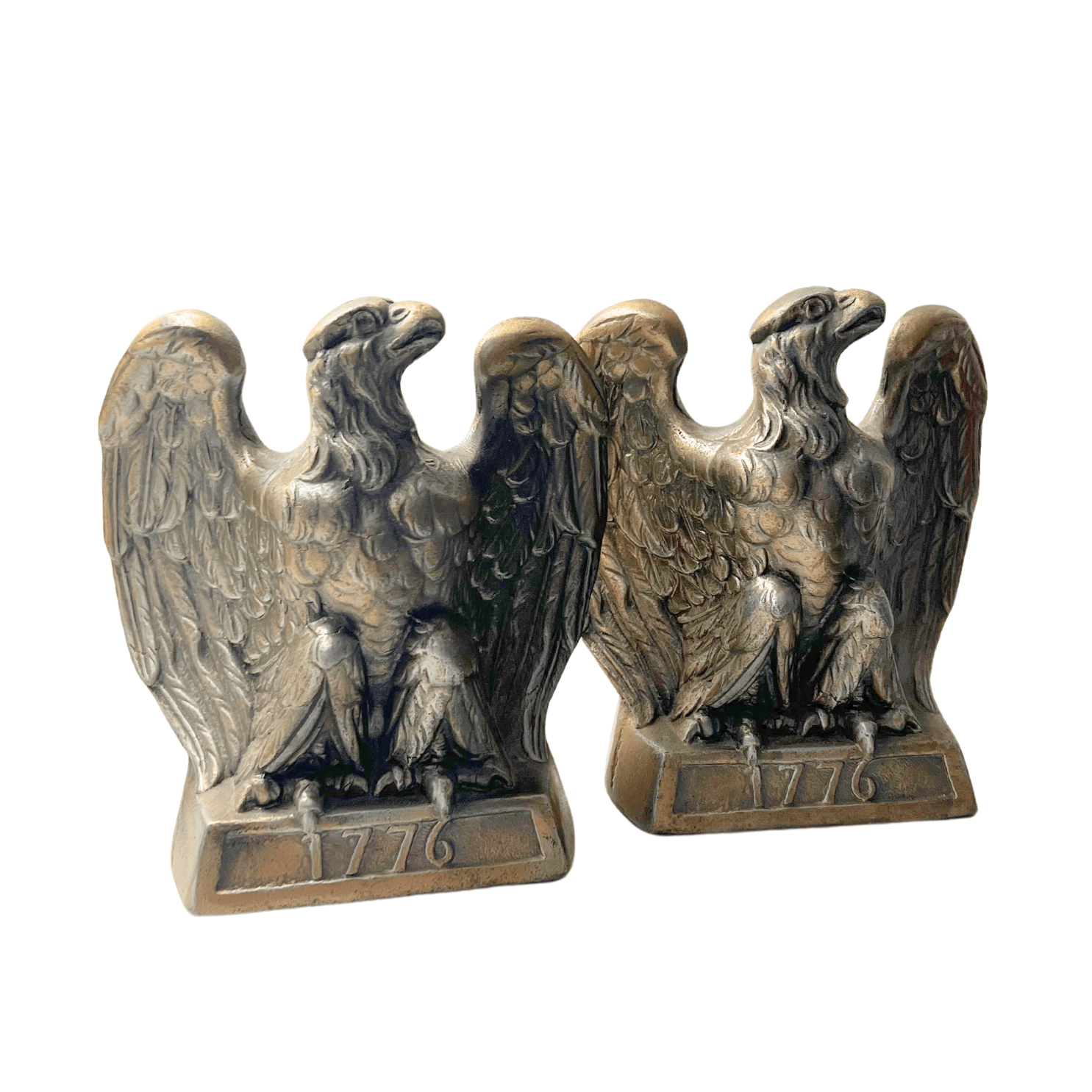 Vintage "1776" Brass American Eagle Bookends by Colonial Virginia - The Great Republic