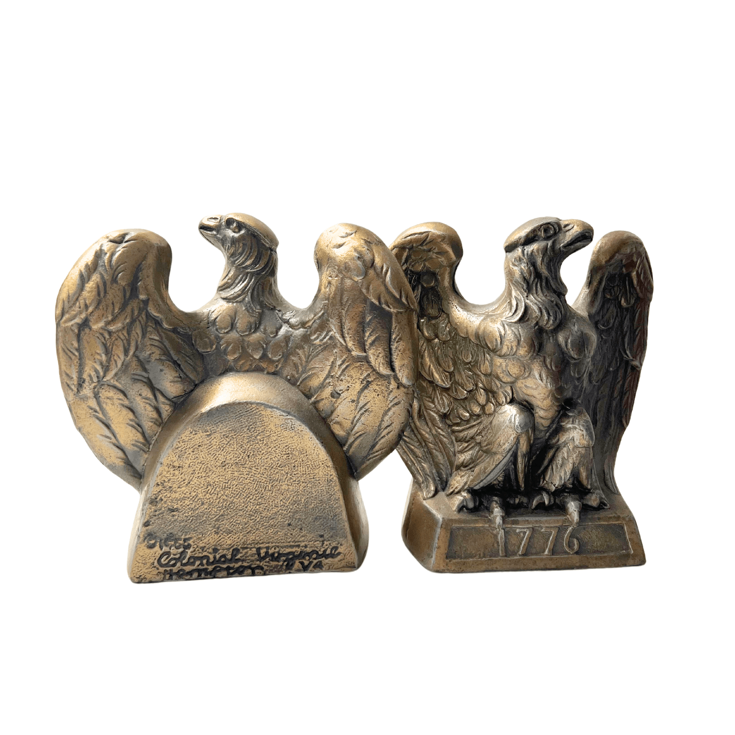 Vintage "1776" Brass American Eagle Bookends by Colonial Virginia - The Great Republic