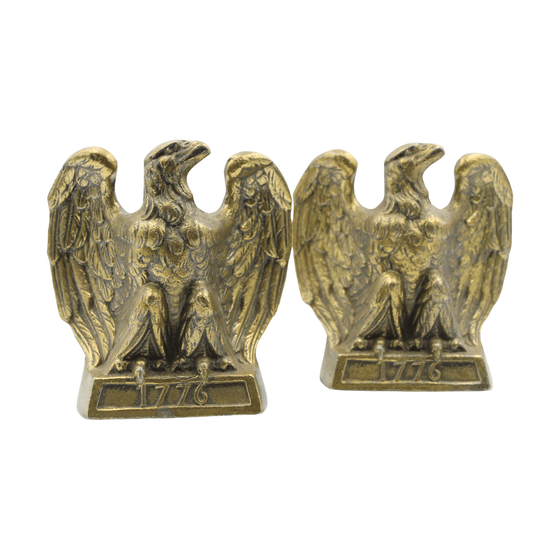 Vintage "1776" Brass American Eagle Bookends by Colonial Virginia - The Great Republic