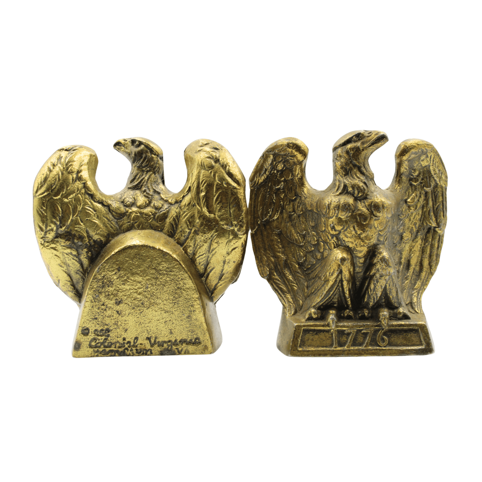 Vintage "1776" Brass American Eagle Bookends by Colonial Virginia - The Great Republic