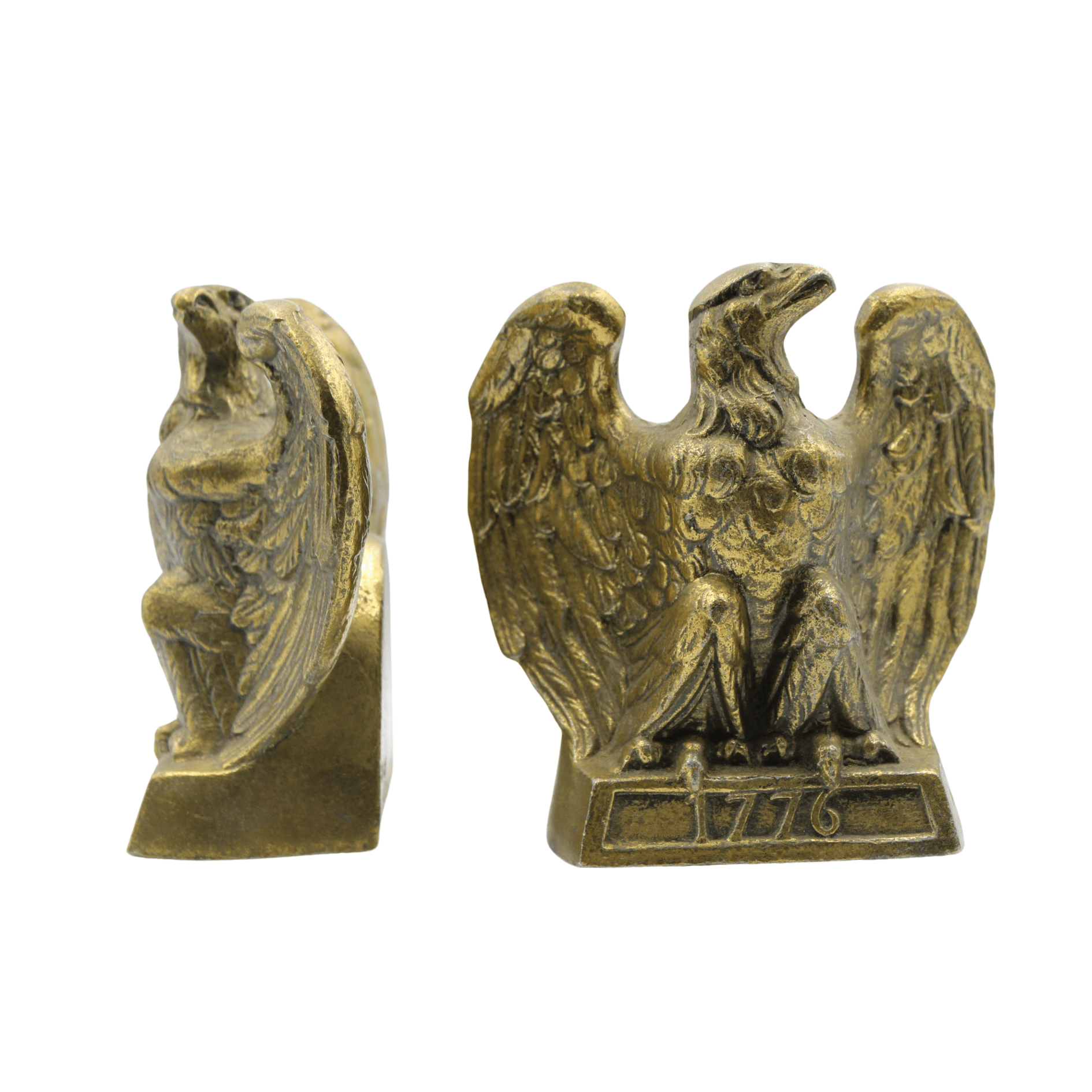 Vintage "1776" Brass American Eagle Bookends by Colonial Virginia - The Great Republic