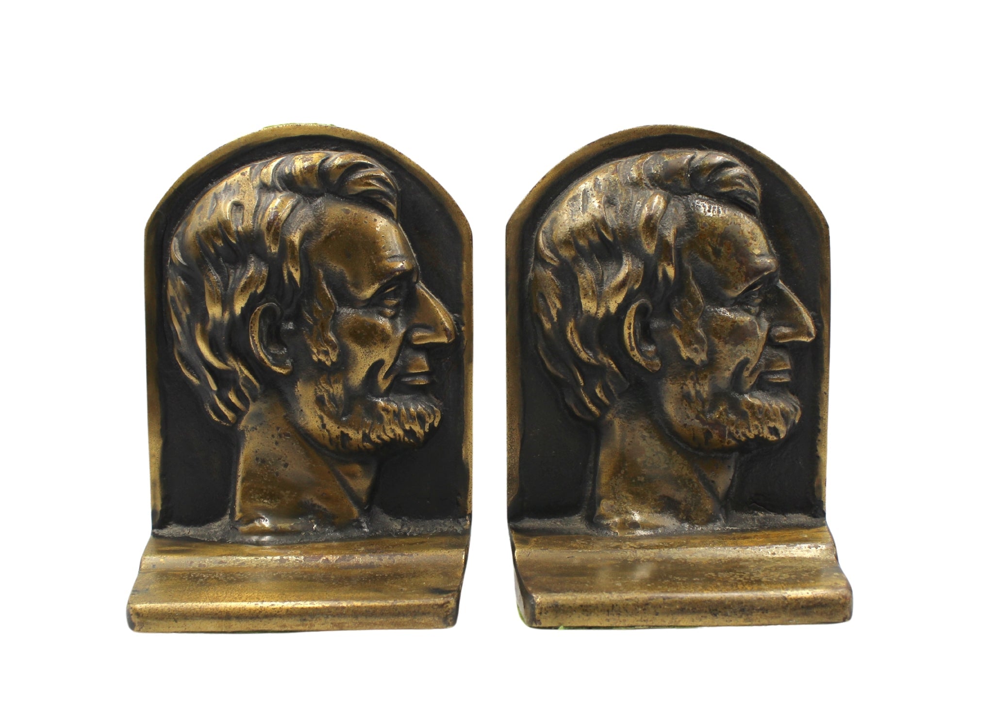 Vintage Abraham Lincoln Bronze Bust Bookends - The Great Republic