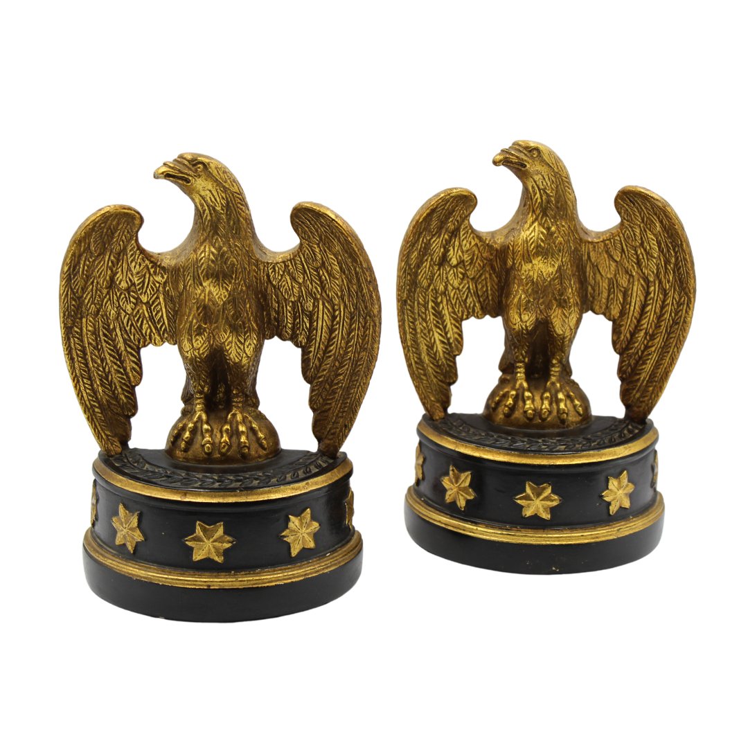 Vintage Borghese Eagle Bookends with Black Base - The Great Republic