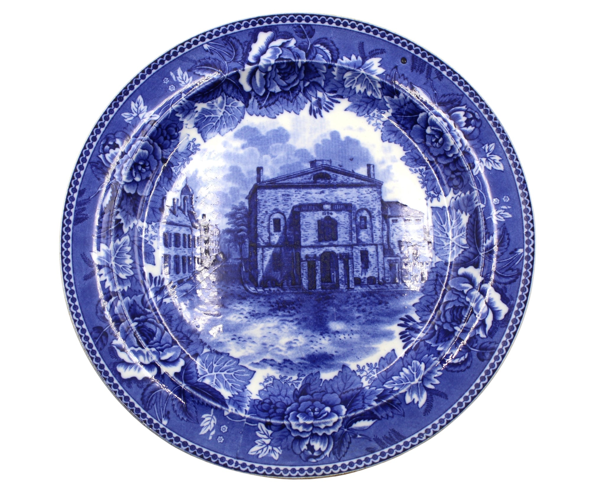 Vintage "Old Boston Theatre" Blue Transferware Plate, 1899 - The Great Republic