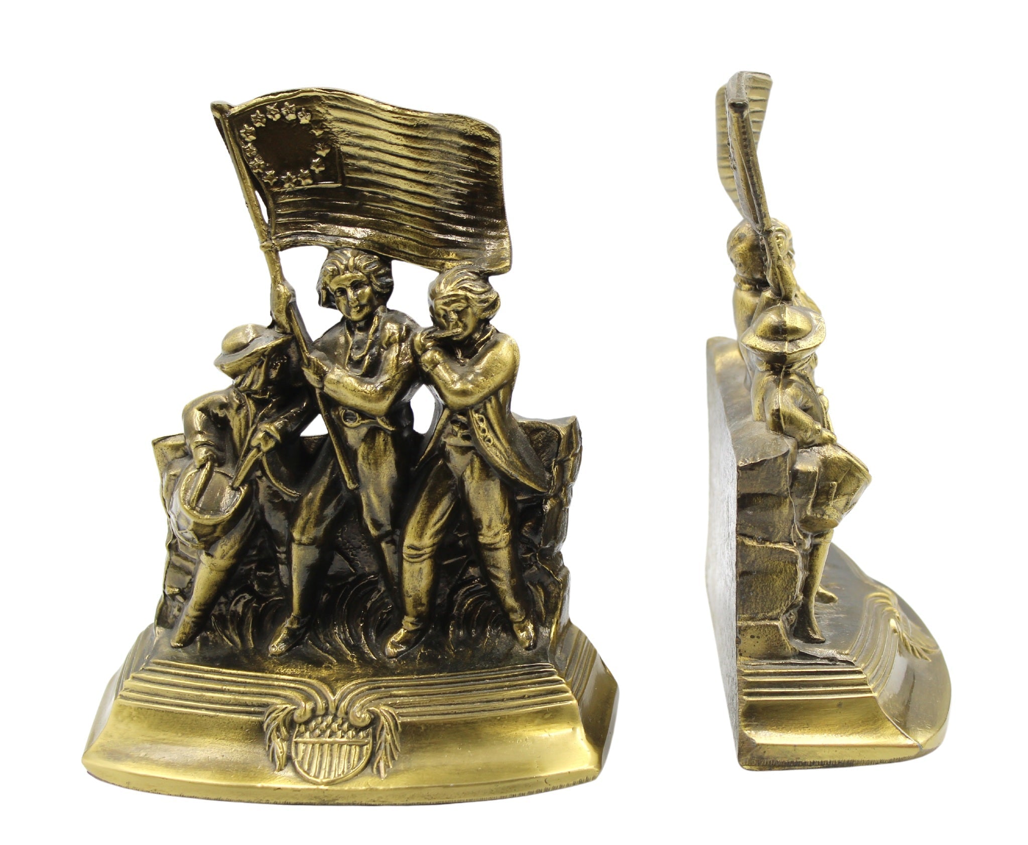 Vintage "Spirit of '76" Bookends by S.C.C., 1974 - The Great Republic