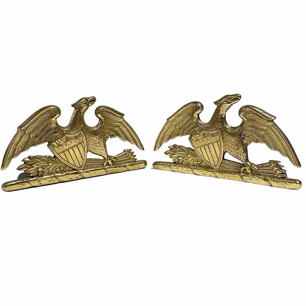 Vintage Spreadwing Brass Eagle Bookends by Virginia Metalcrafters, 1952 - The Great Republic