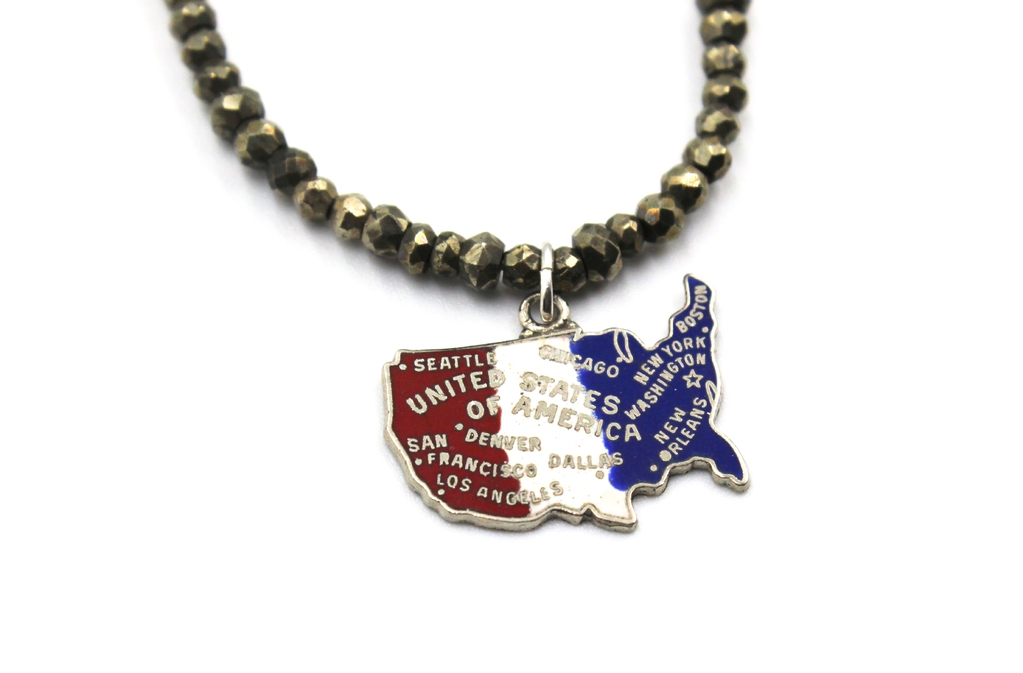 Vintage Sterling Silver and Enamel USA Pendant Necklace, 1955 - 64 - The Great Republic