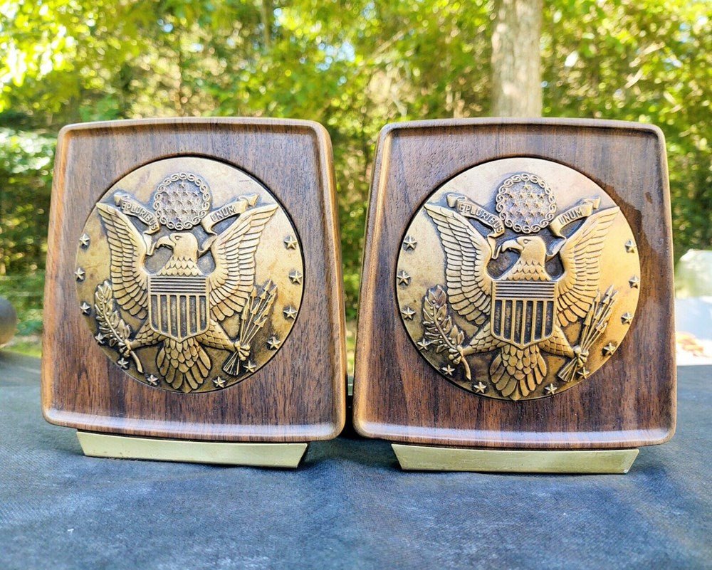 Vintage U.S. Great Seal Bookends, Circa 1950s - The Great Republic