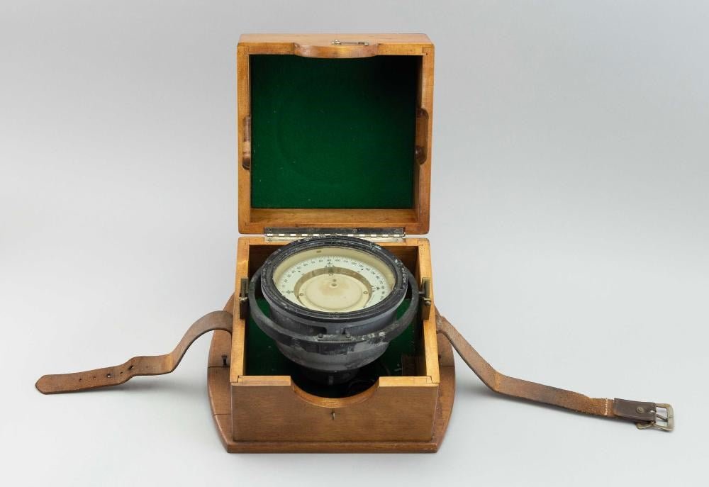 Vintage U.S. Navy Cased Gimballed Compass, Circa 1943 - The Great Republic