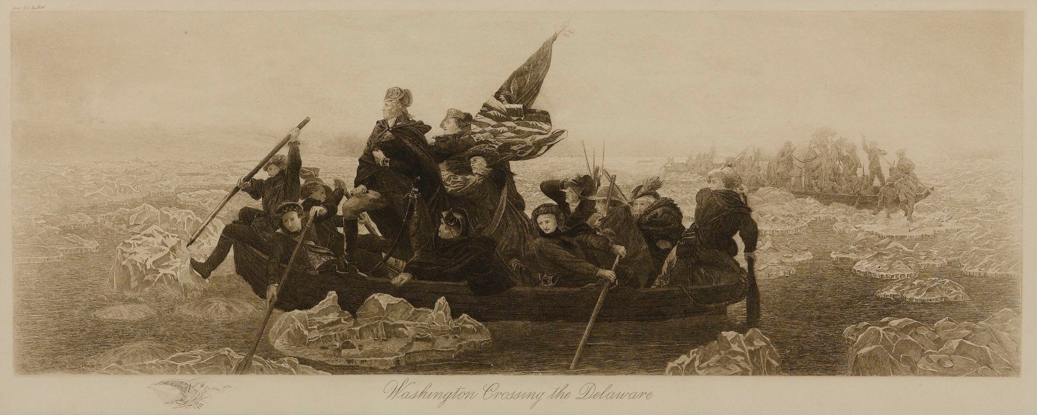 "Washington Crossing the Delaware" Etching by B.T. Babitt - The Great Republic