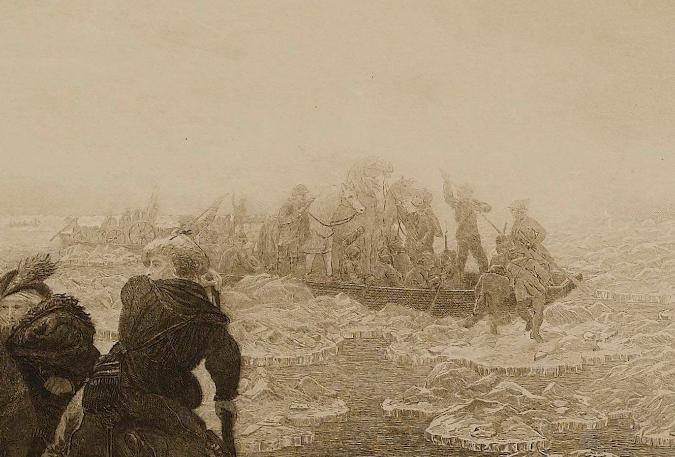 "Washington Crossing the Delaware" Etching by B.T. Babitt - The Great Republic