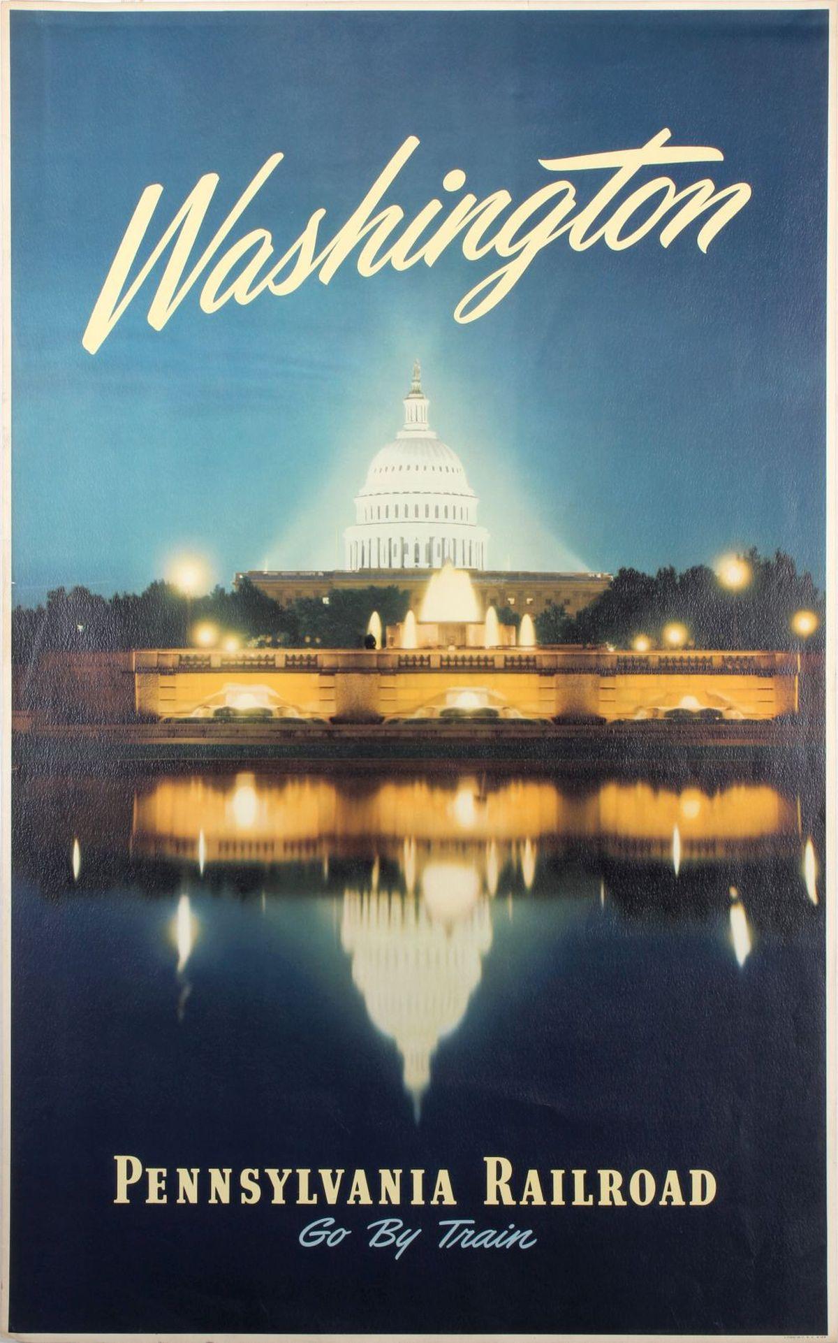 "Washington/ Pennsylvania Railroad/ Go By Train" Vintage Travel Poster, 1949 - The Great Republic