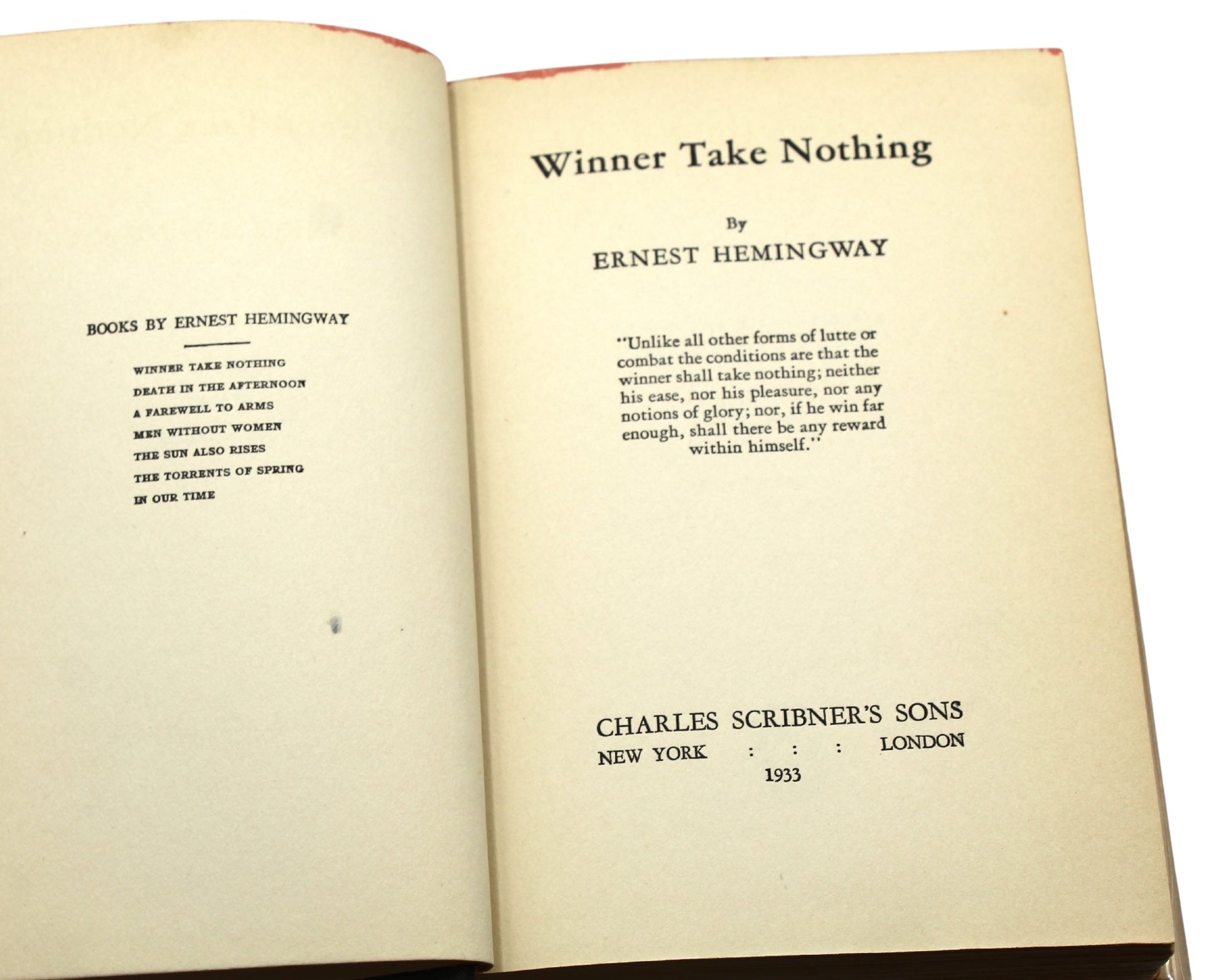 Winner Take Nothing by Ernest Hemingway, First Edition with Original Dust Jacket, 1933 - The Great Republic