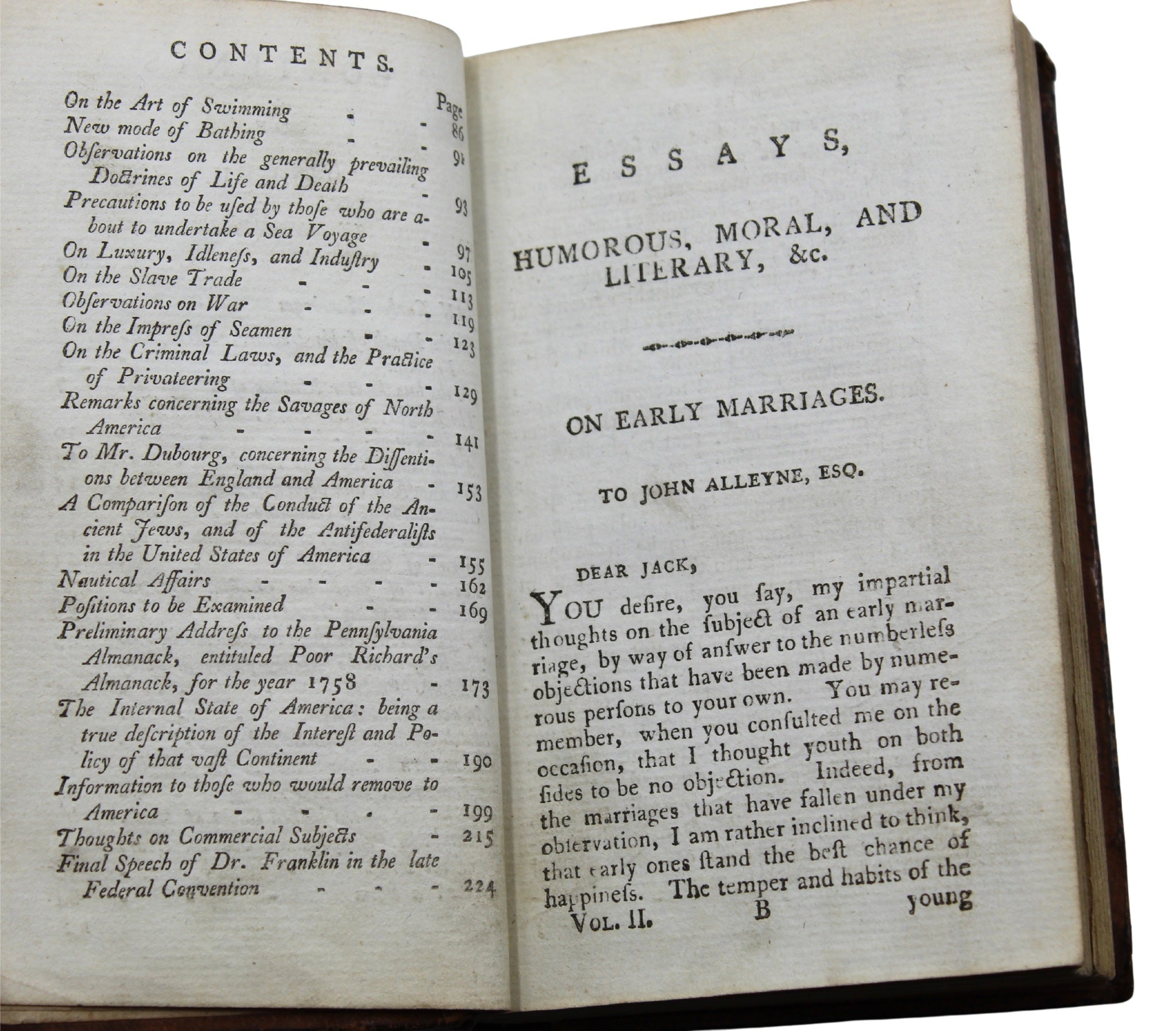 Works of the Late Doctor Benjamin Franklin, Consisting of His Life Written By Himself, Together With Essays, in Two Volumes, 1796 - The Great Republic